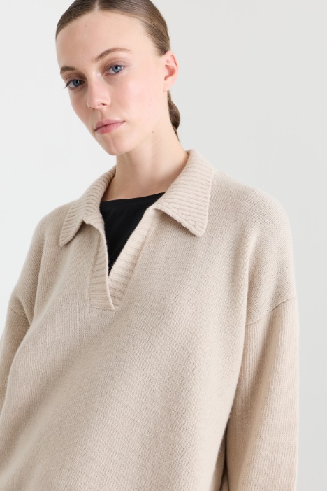 Maglia polo in filato di lana