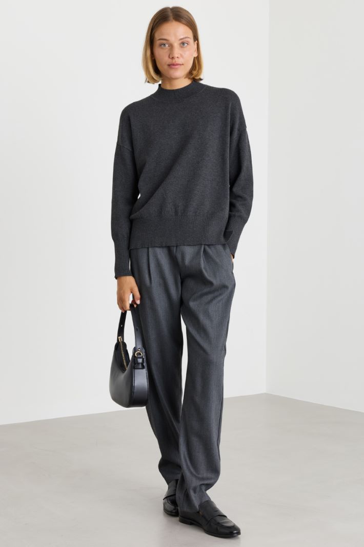 Maglia con collo a cratere - GRIGIO - Intrend