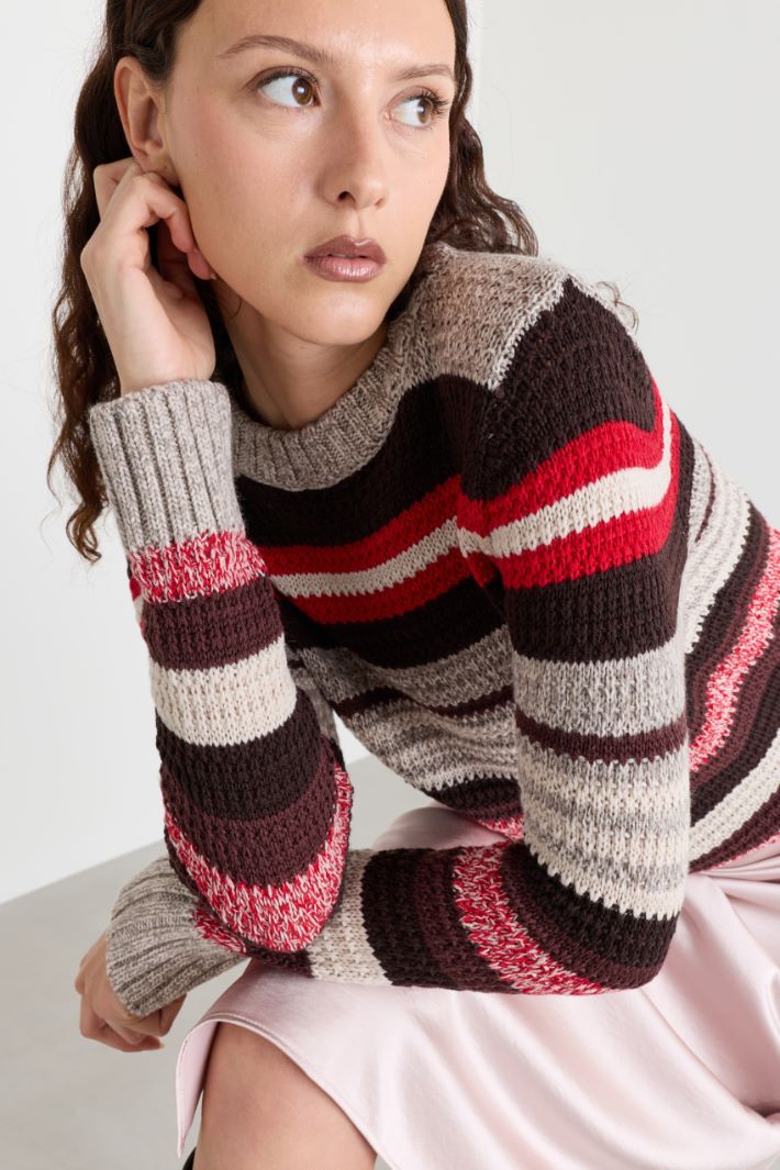 Rib-knit jumper - BORDEAUX BEIGE - Intrend - 3