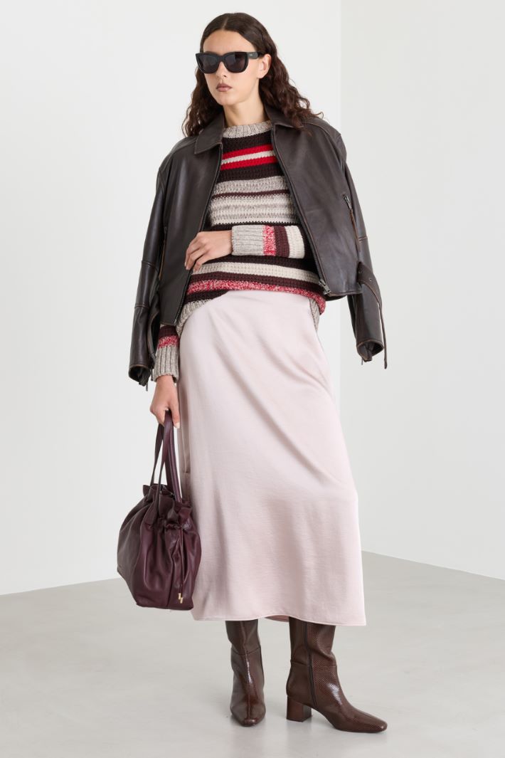 Rib-knit jumper - BORDEAUX BEIGE - Intrend