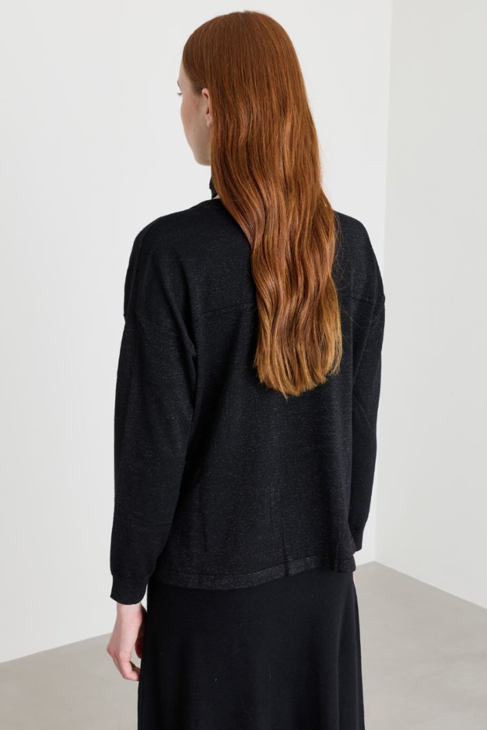 Oversized jumper with scarf - BLACK - Intrend - 4