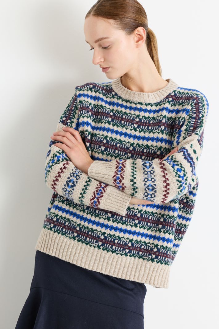 Jacquard jumper - BEIGE - Intrend - 2