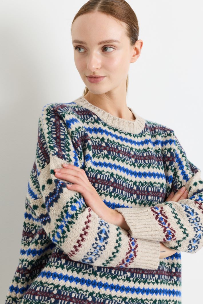 Jacquard jumper - BEIGE - Intrend - 3