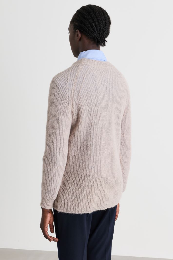 Wide rib-knit jumper - BEIGE - Intrend - 4