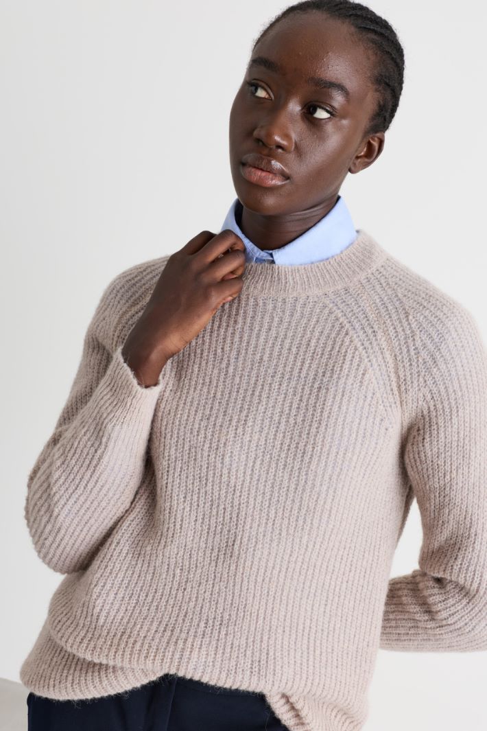 Wide rib-knit jumper - BEIGE - Intrend - 3