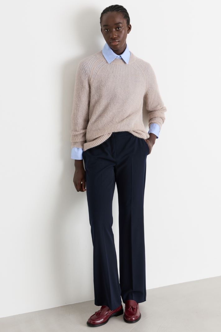 Wide rib-knit jumper - BEIGE - Intrend