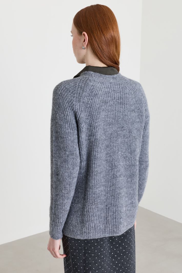 Wide rib-knit jumper - GREY - Intrend - 4