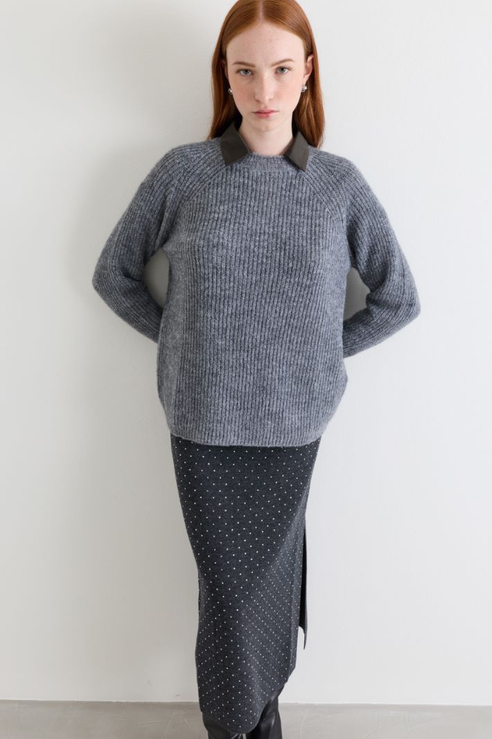 Wide rib-knit jumper - GREY - Intrend - 2