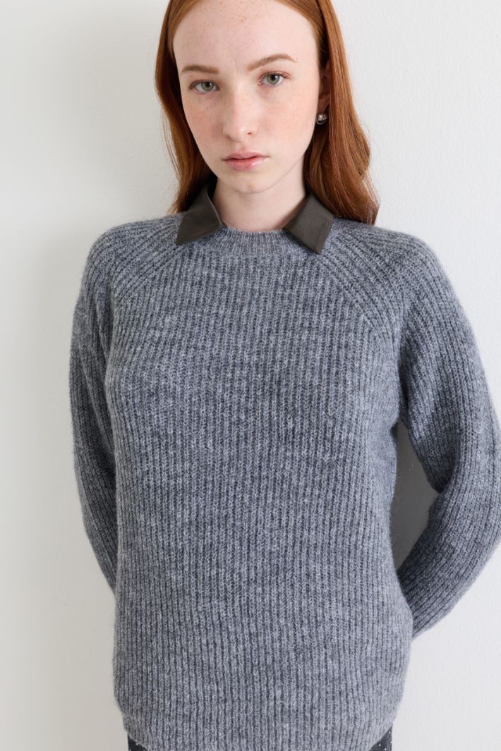 Wide rib-knit jumper - GREY - Intrend - 3