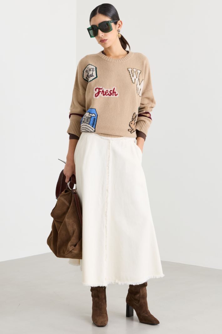 Maglia over con intarsio - CAMMELLO - Intrend