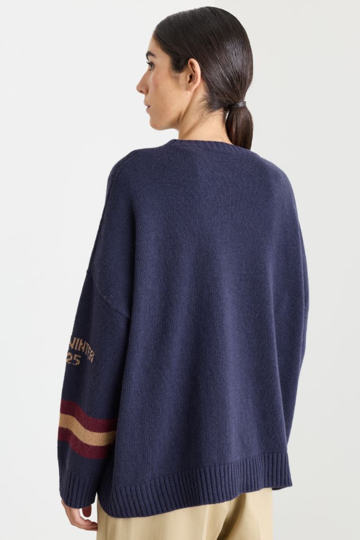 Maglia over con intarsio - BLU - Intrend - 4