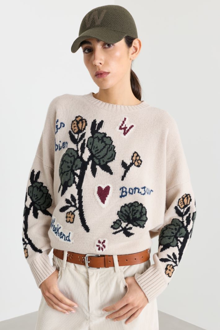 Pull oversize à intarsia - BLANC - Intrend - 2