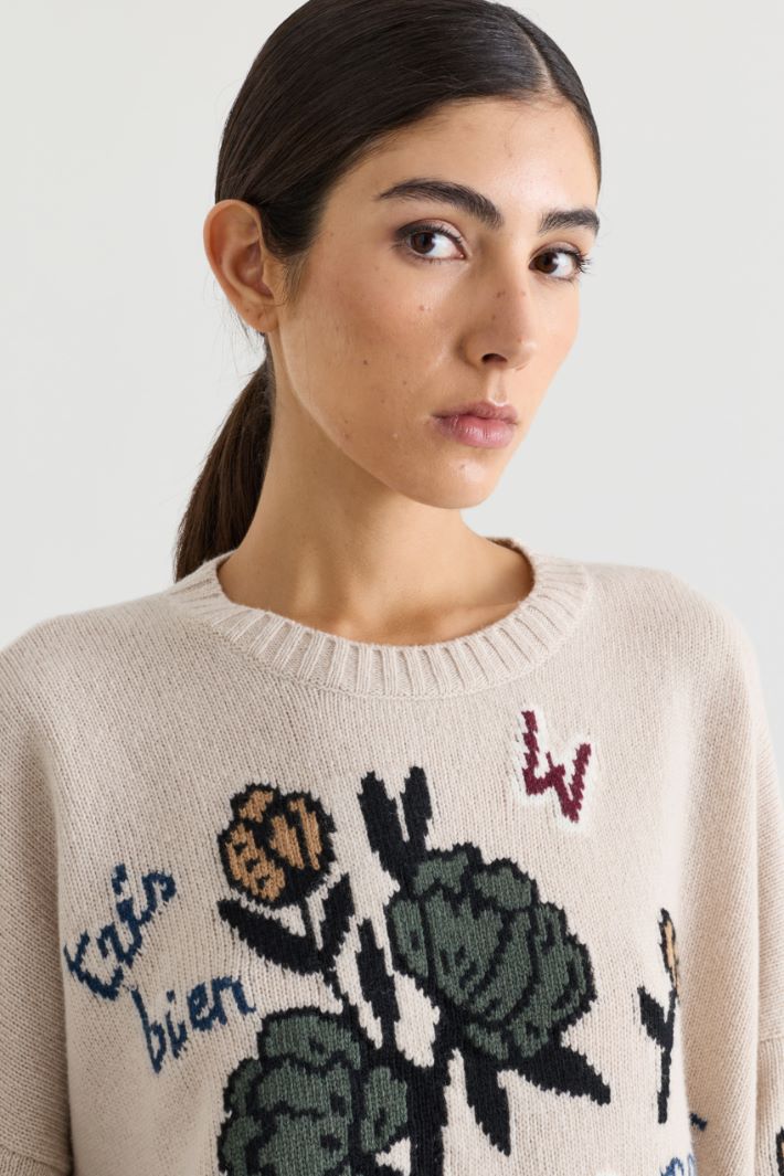 Pull oversize à intarsia - BLANC - Intrend - 3