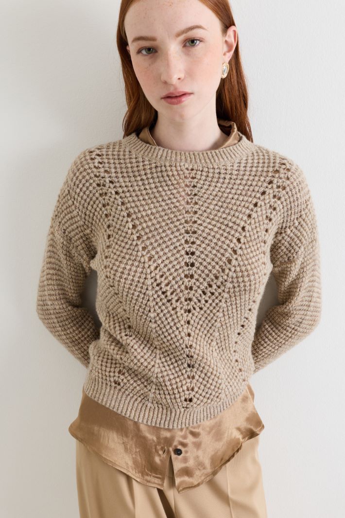 Lurex-Pullover - BEIGE - Intrend - 3