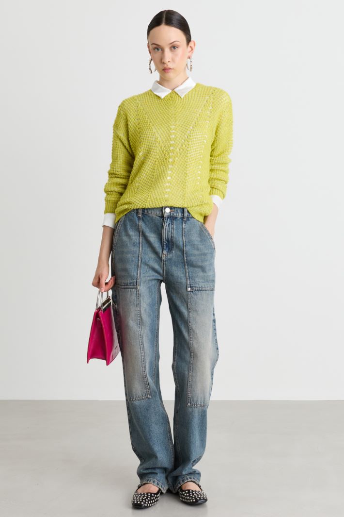Pull à lurex - JAUNE - Intrend