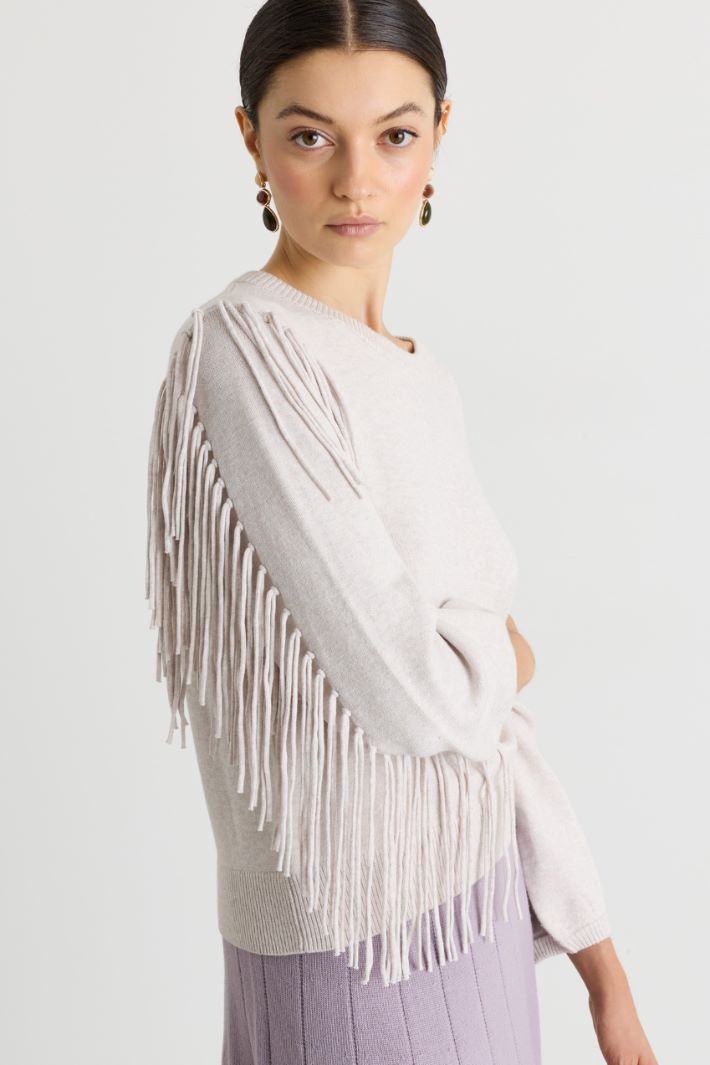 Maglia con frange - BEIGE - Intrend - 3