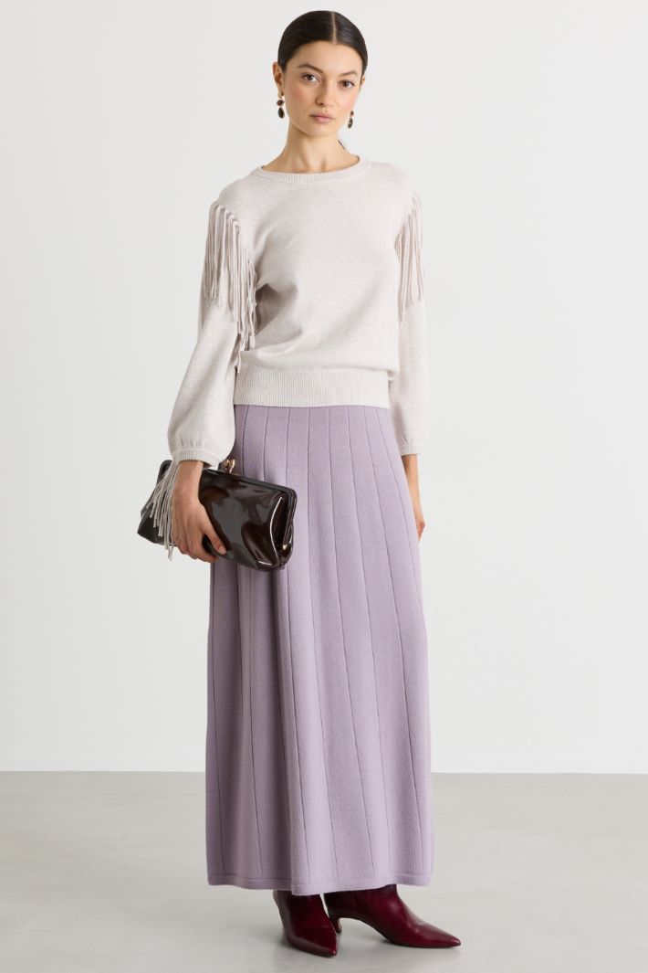 Maglia con frange - BEIGE - Intrend