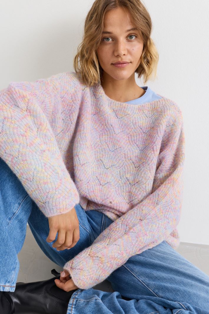 Jacquard-Pullover mit Bogenkante - ROSA - Intrend - 3