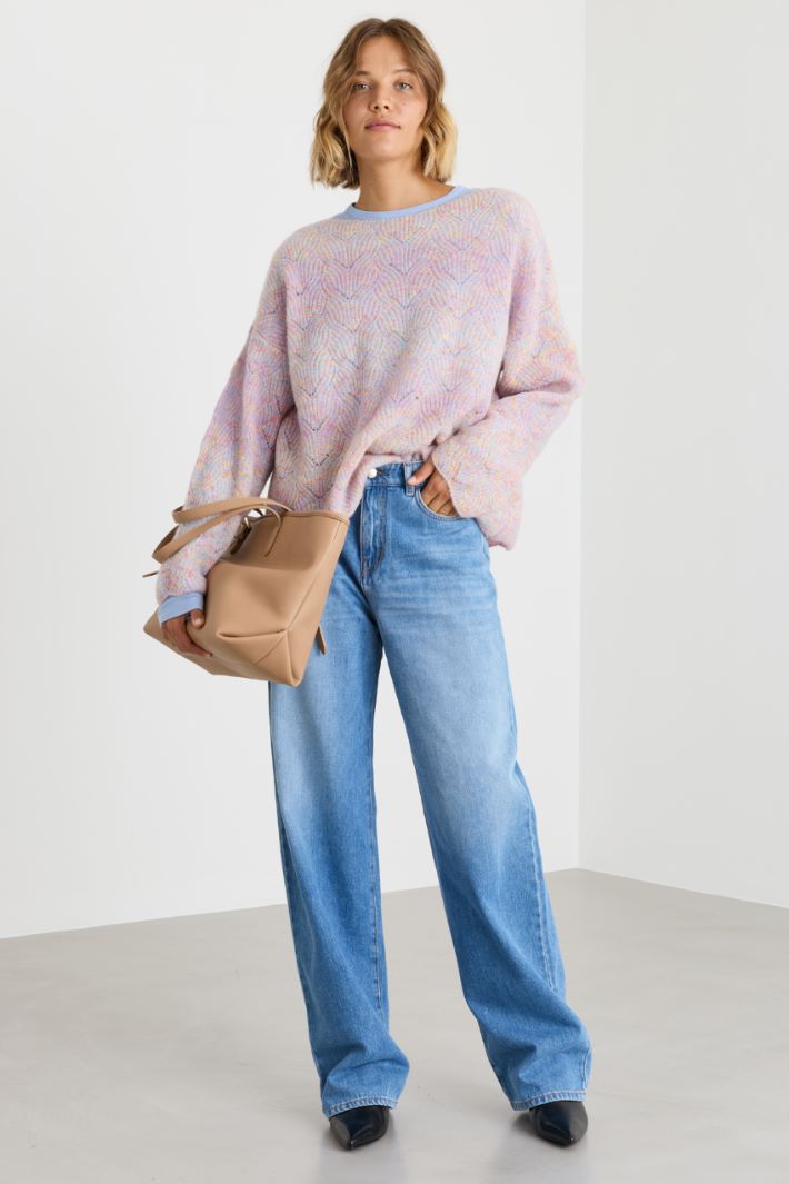Jacquard-Pullover mit Bogenkante - ROSA - Intrend