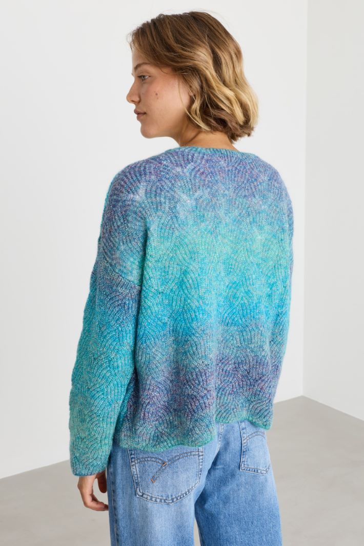 Maglia jacquard con fondo smerlato - AZZURRO - Intrend - 4