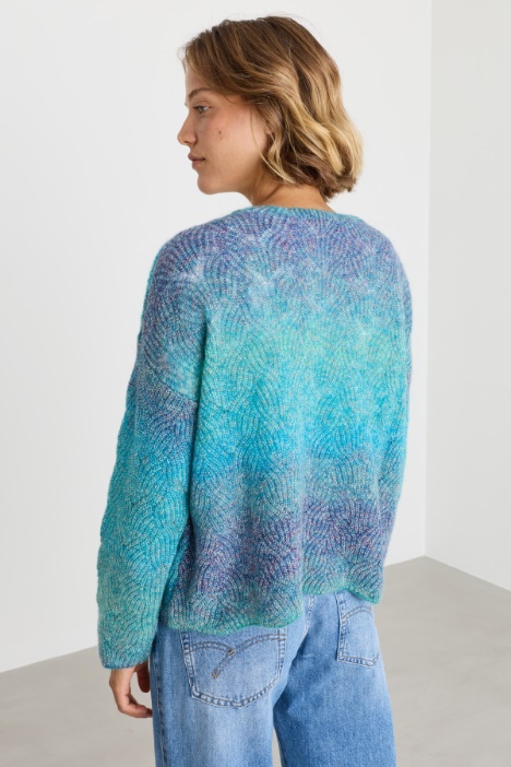 Maglia jacquard con fondo smerlato