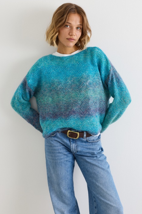 Maglia jacquard con fondo smerlato - Intrend