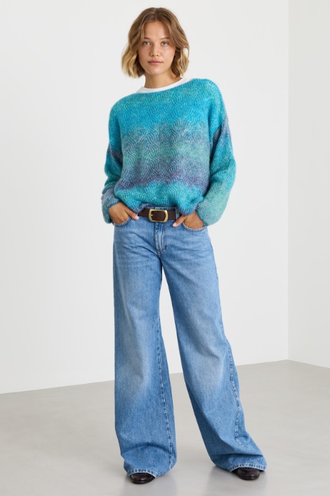 Jersey jacquard con bajo festoneado - Intrend
