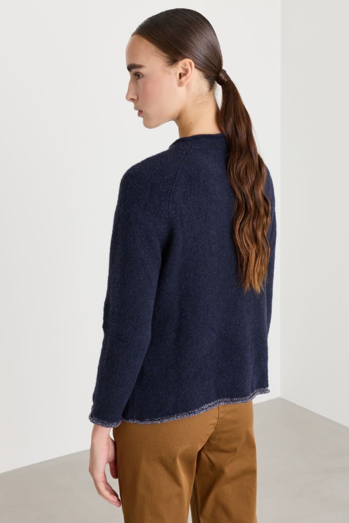 Jumper with jewelled brooch - BLUE - Intrend - 4