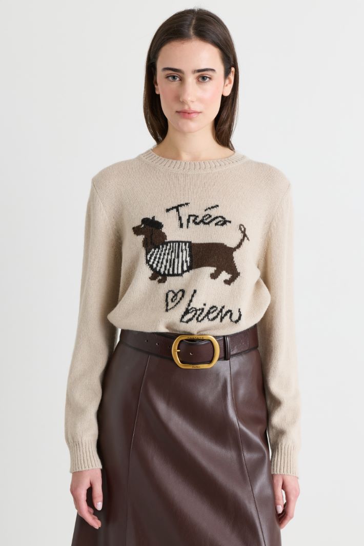 Intarsia-knit jumper - BEIGE - Intrend - 2