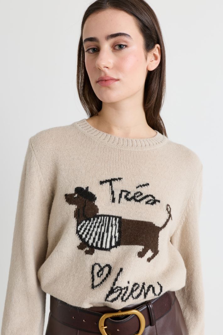 Intarsia-knit jumper - BEIGE - Intrend - 3