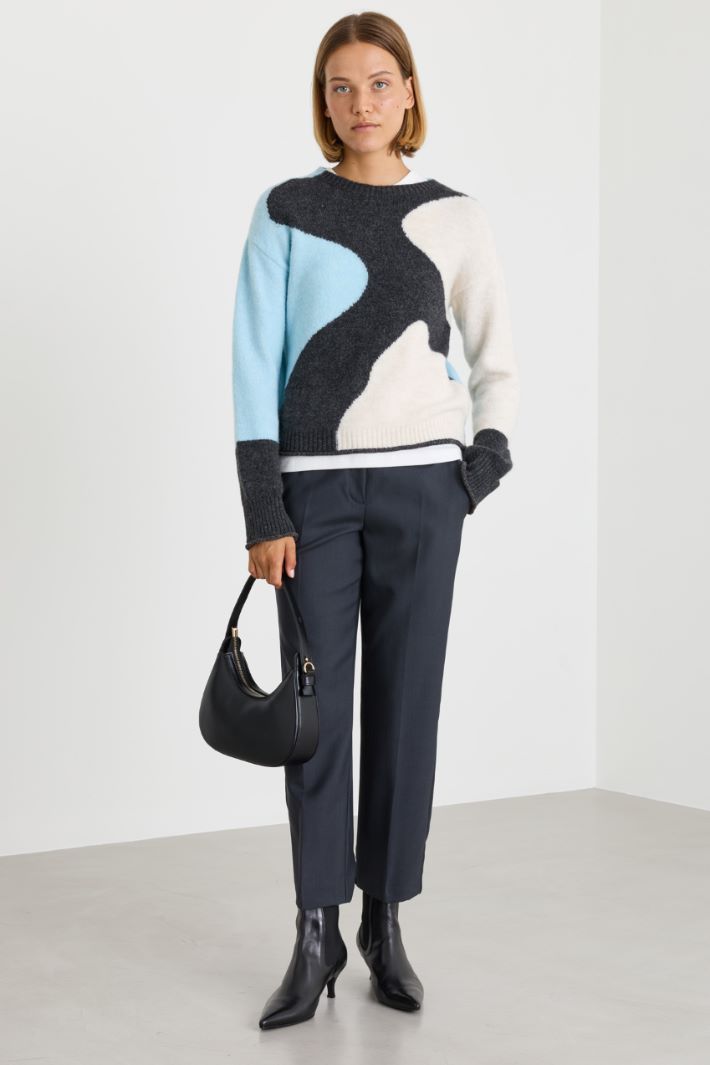Dropped-shoulder jumper - LIGHT BLUE - Intrend