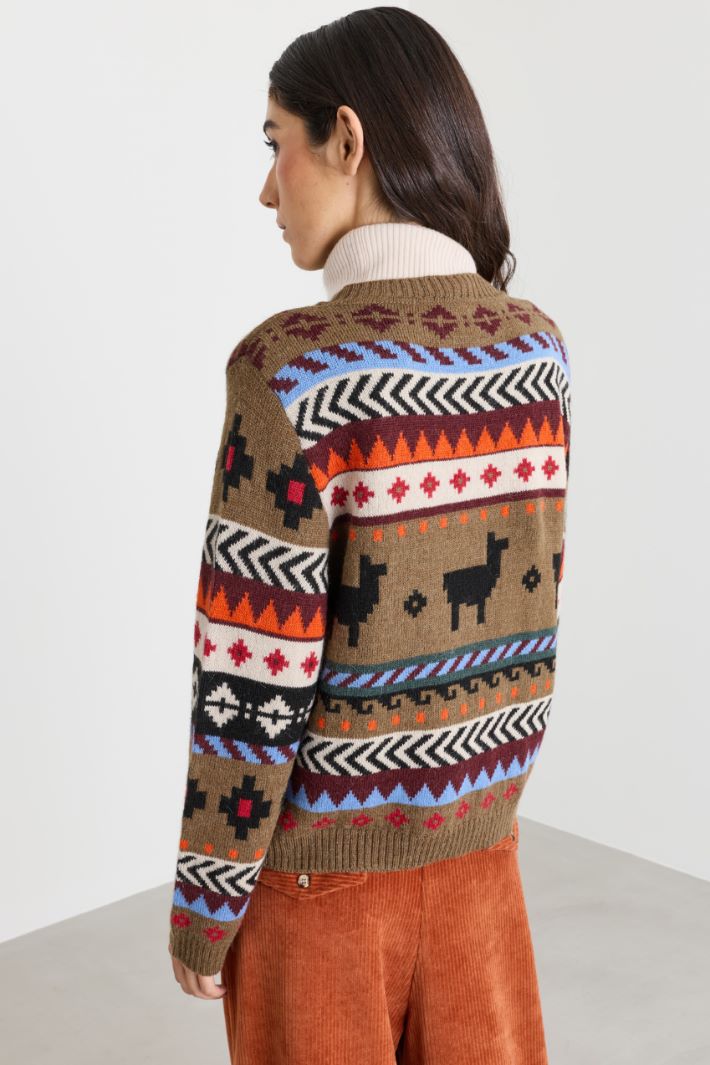 Pull jacquard - MARRON - Intrend - 4