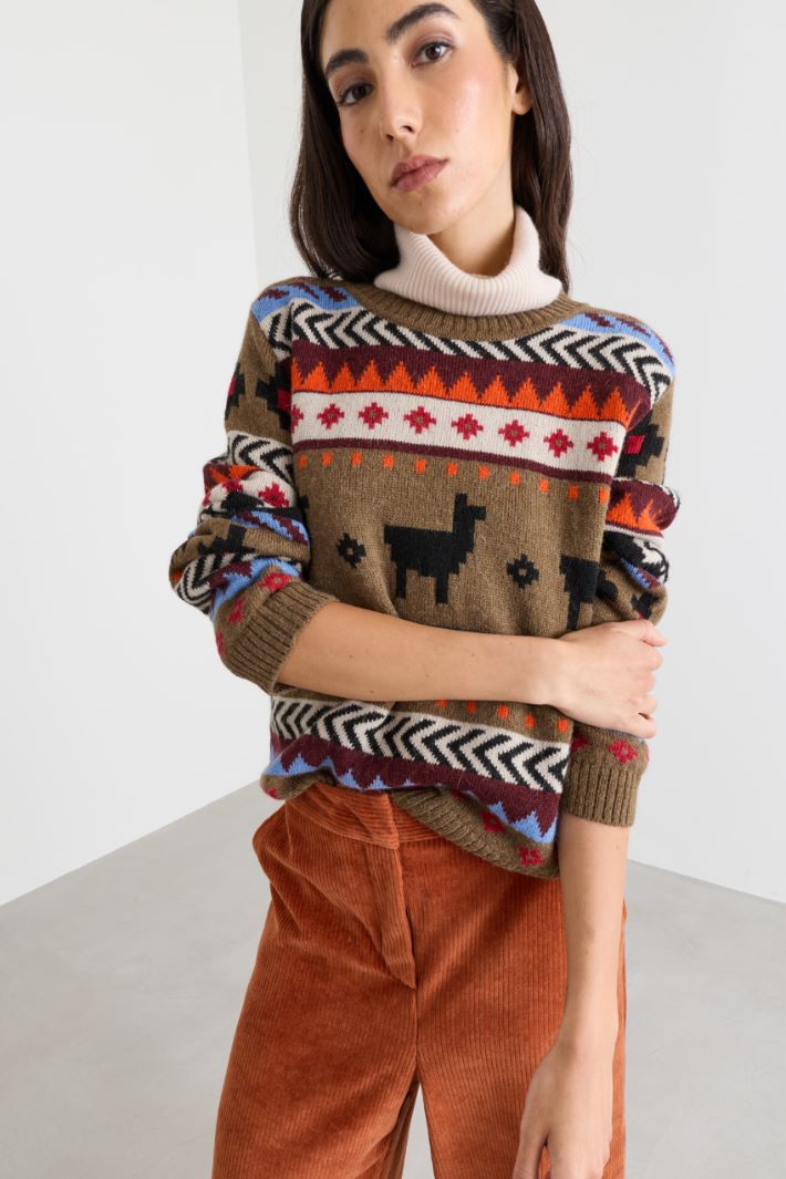 Pull jacquard - MARRON - Intrend - 3