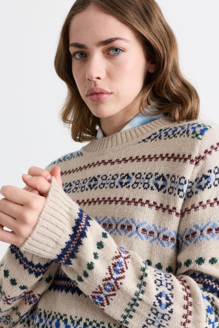 Jacquard-Pullover - BEIGE BLAU - Intrend - 3