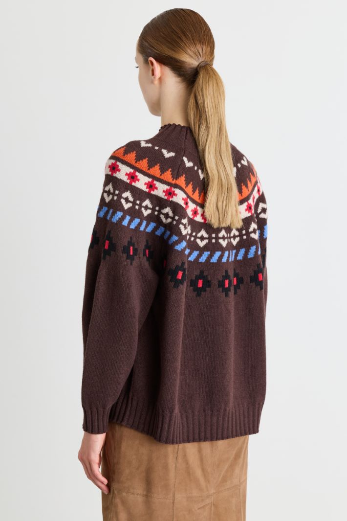 Jacquard jumper - BROWN - Intrend - 4