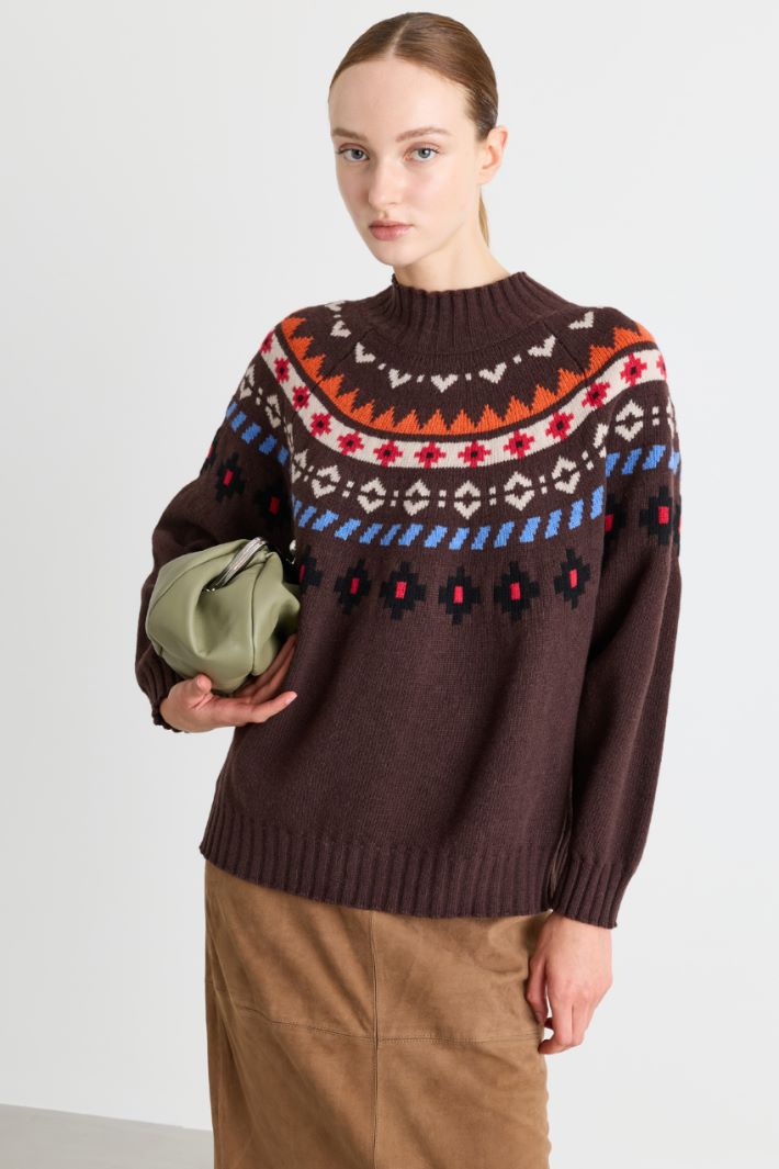 Jacquard jumper - BROWN - Intrend - 2