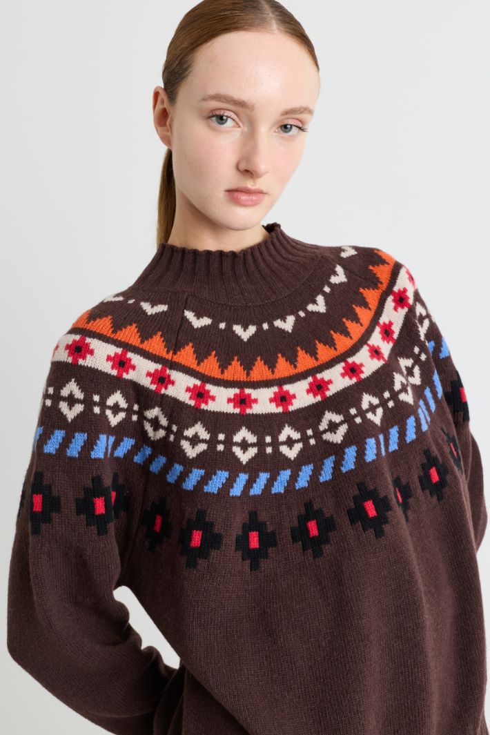 Jacquard jumper - BROWN - Intrend - 3