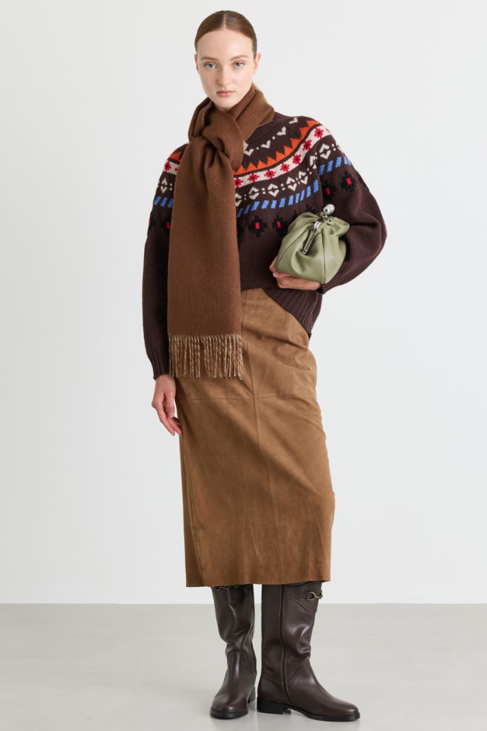 Jacquard jumper - BROWN - Intrend