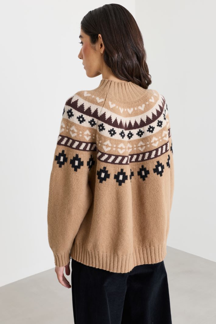 Jacquard jumper - CAMEL - Intrend - 4