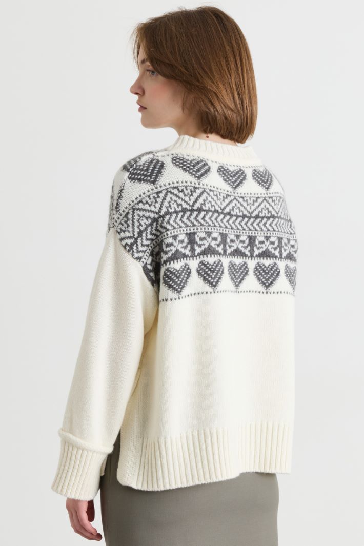 Intarsia Jumper - WHITE GREY - Intrend - 4