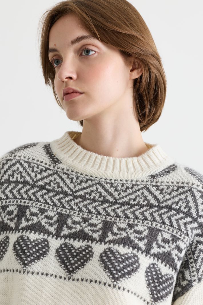 Intarsia Jumper - WHITE GREY - Intrend - 3