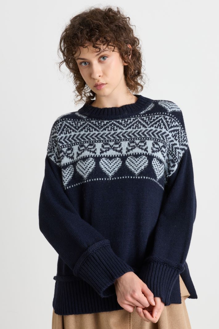 Intarsia Jumper - BLUE LIGHT BLUE  - Intrend - 2