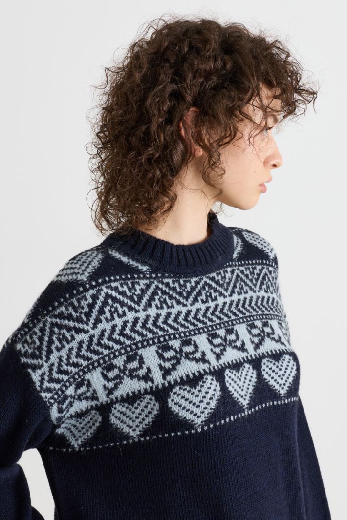 Intarsia Jumper - BLUE LIGHT BLUE  - Intrend - 3