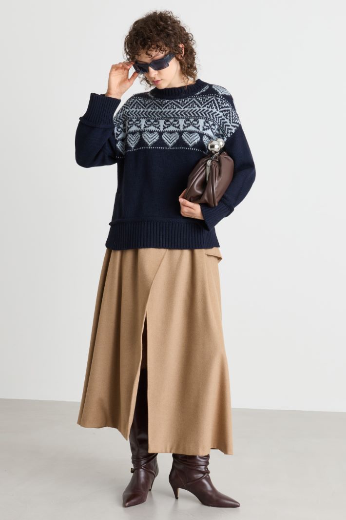 Intarsia Jumper - BLUE LIGHT BLUE  - Intrend