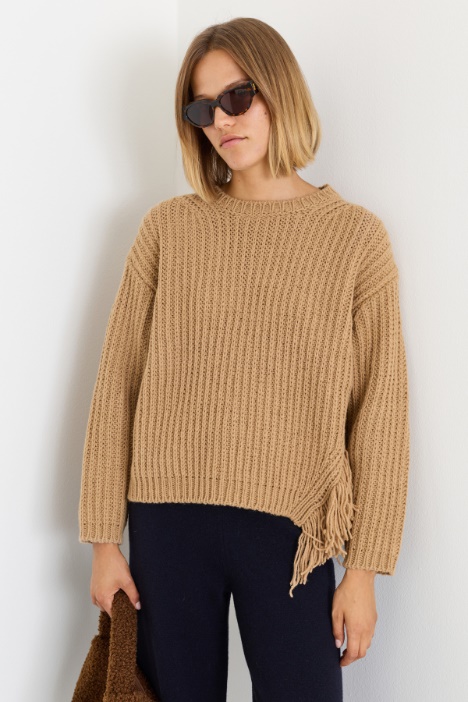 Jumper with Side Fringing - Intrend