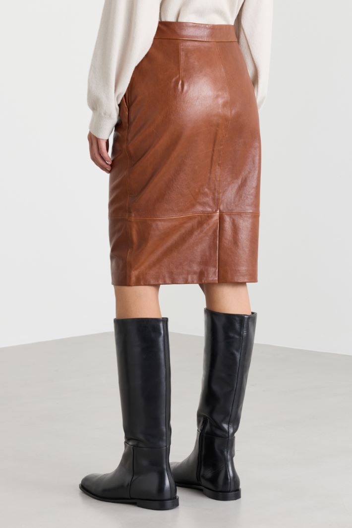 High-waisted straight skirt - BROWN - Intrend - 4