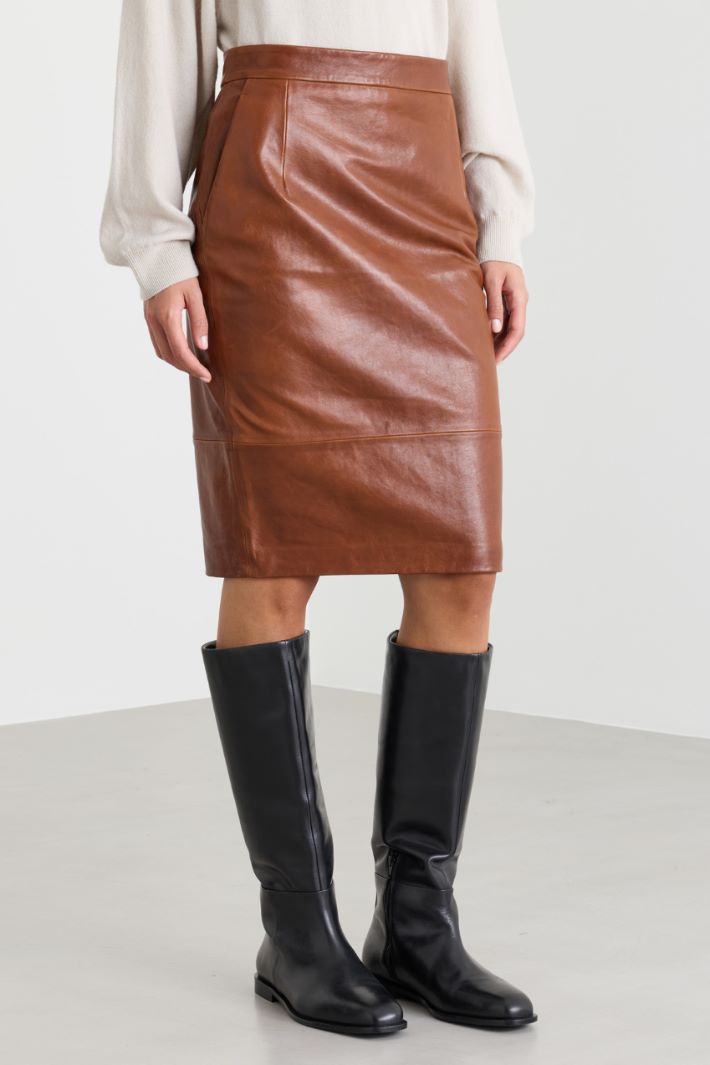 High-waisted straight skirt - BROWN - Intrend - 2