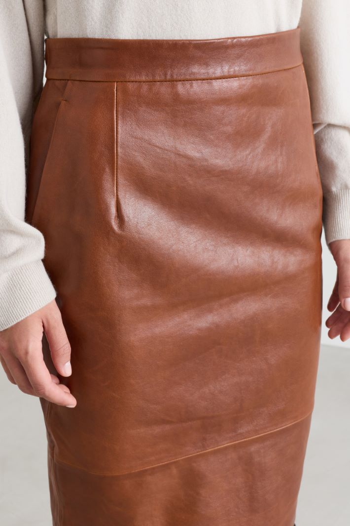 High-waisted straight skirt - BROWN - Intrend - 3