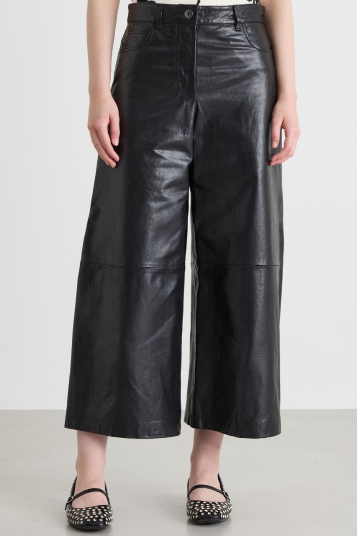 Wide-leg leather trousers - BLACK - Intrend - 2