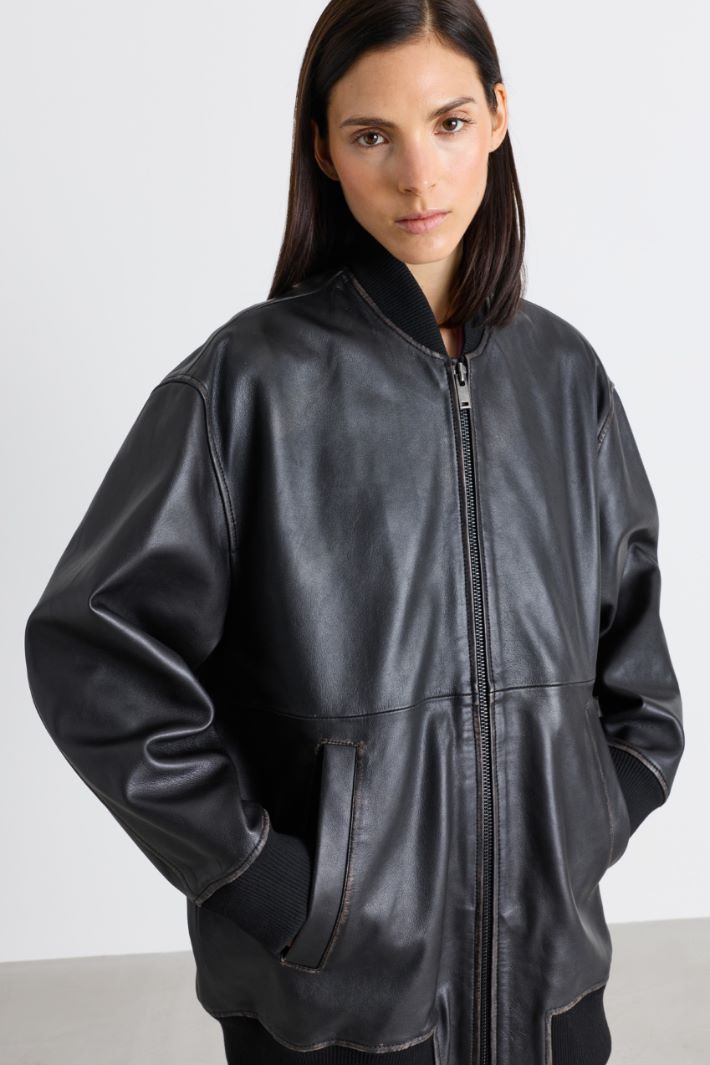 Oversized bomber jacket - BLACK - Intrend - 3